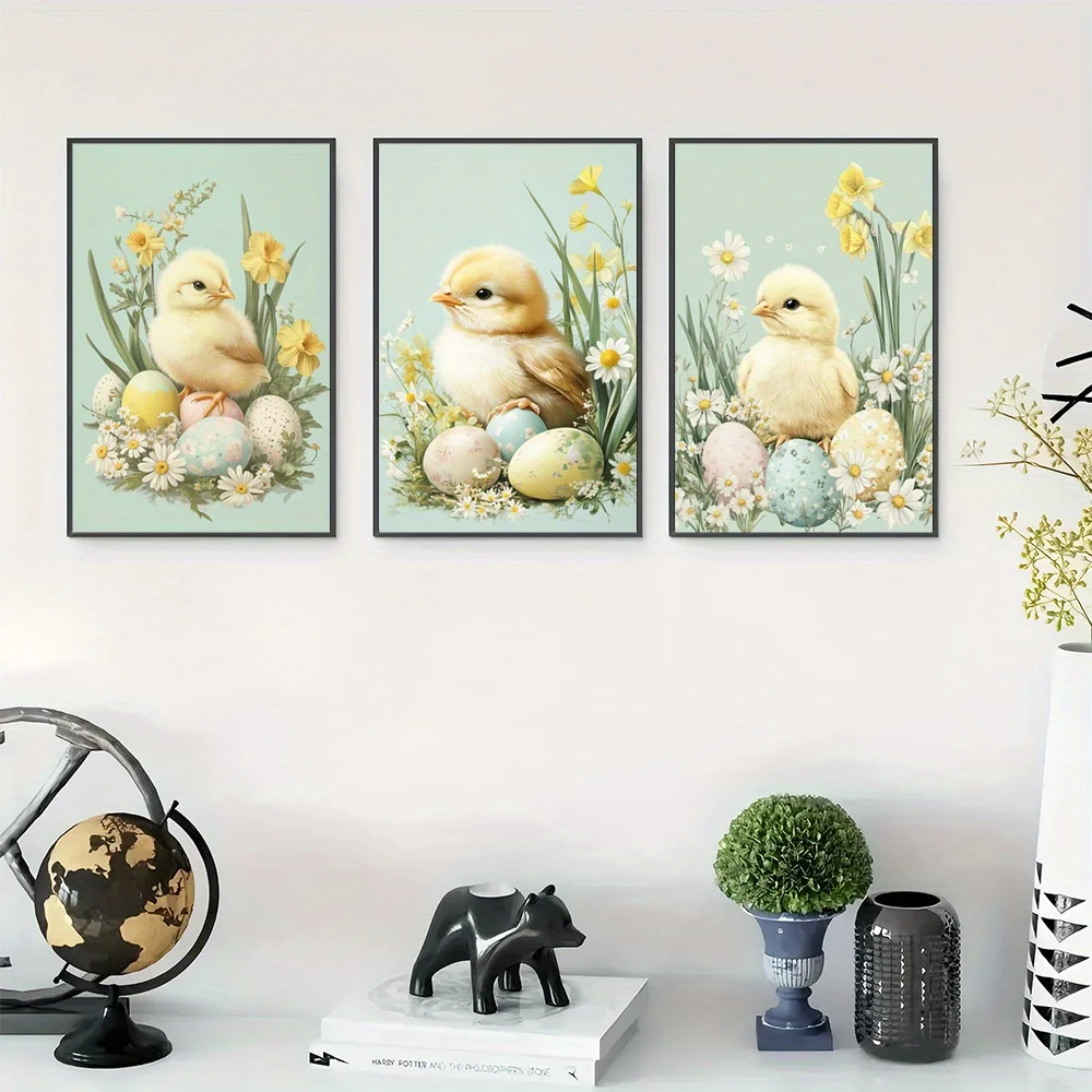 Home Office Or - Conjunto de 3 quadros decorativos de