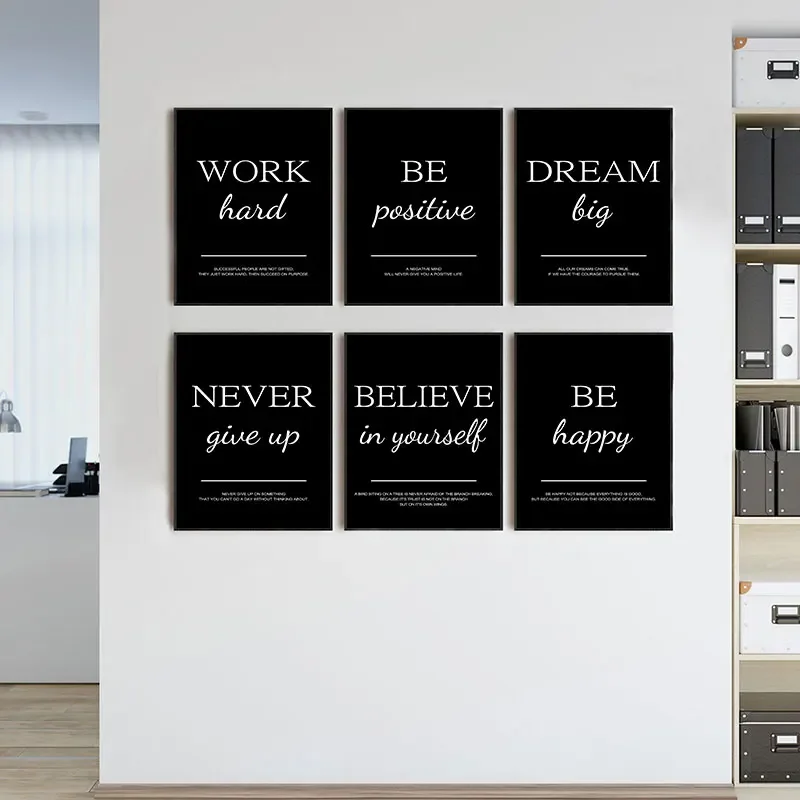 Home Office Room Inspiration - Quadros decorativos em tela com citações