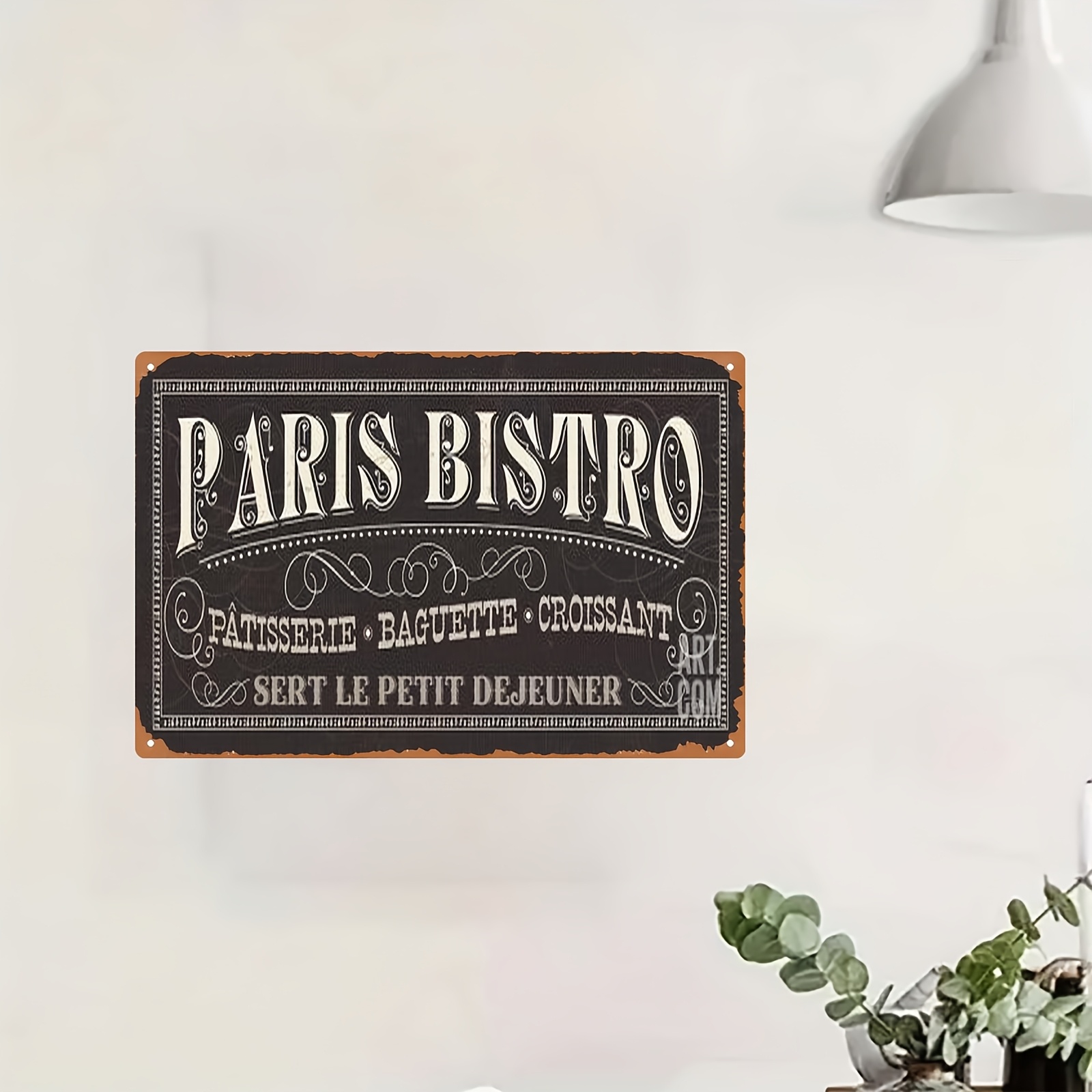 Home Office Or - Placa de Metal Vintage Paris Bistro