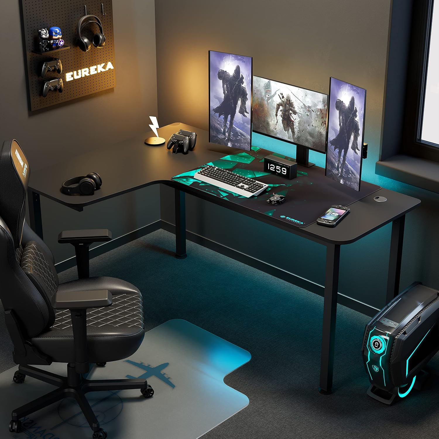 Mesa de canto em L preta de 60 - Home Office Work Table avaliação e preço
